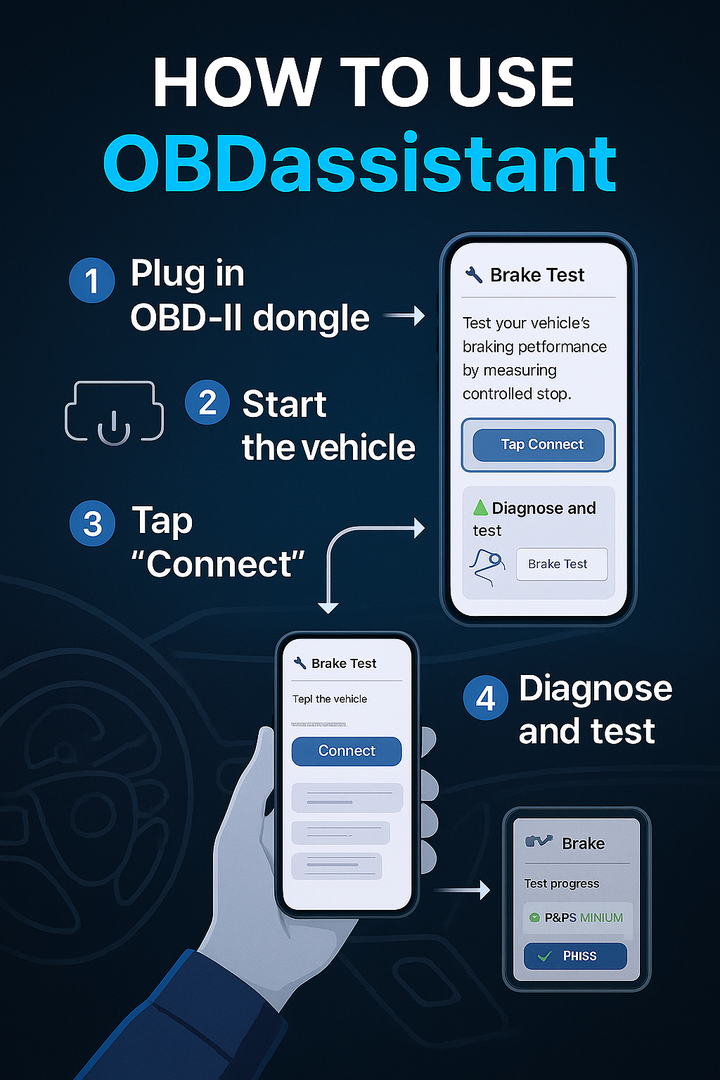 Diagnostic workflow infographic for OBD2 Assistant